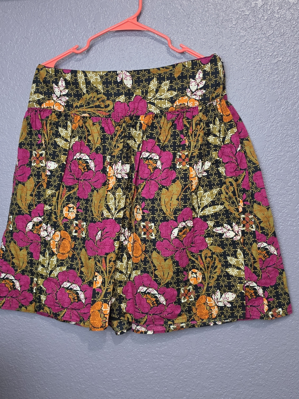 Fashion Bug Floral A-Line Skirt - Magenta, Orange & Black